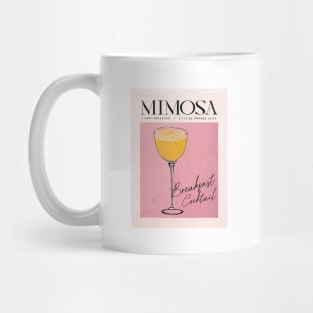 Mimosa Retro Poster Breakfast Cocktail Bar Prints, Vintage Drinks, Recipe, Wall Art Mug